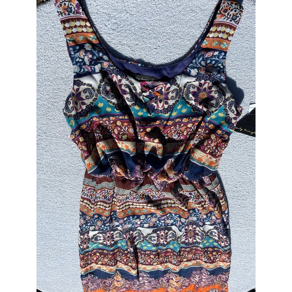 City Triangle Dress Women's Medium Flower Print Sheer with High Slits Maxi - New - Picture 4 of 12